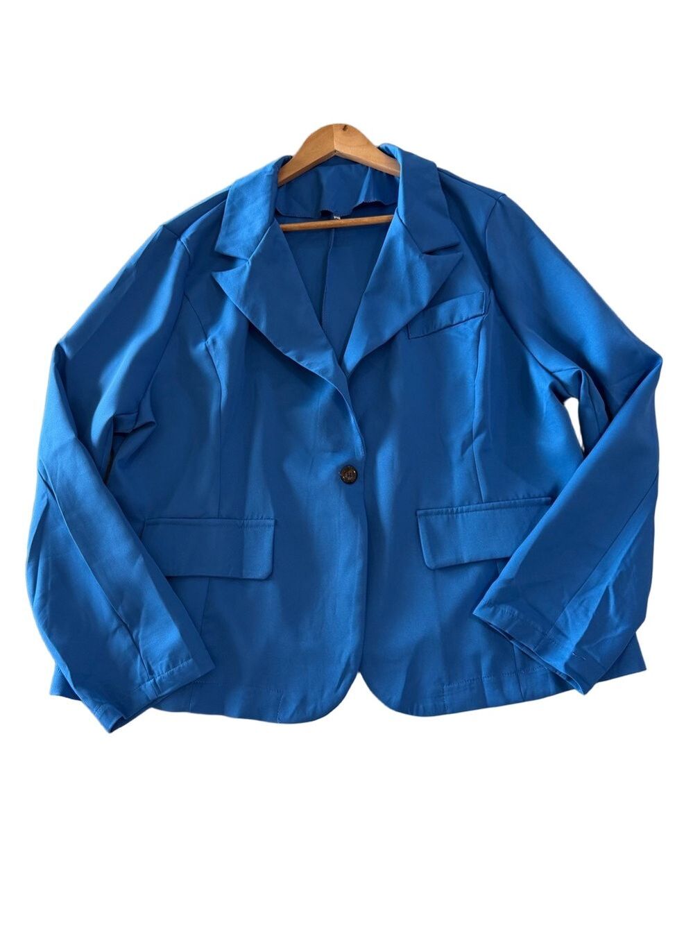 Women's Bright Blue Single Button Unlined Jacket Size XXL #260591